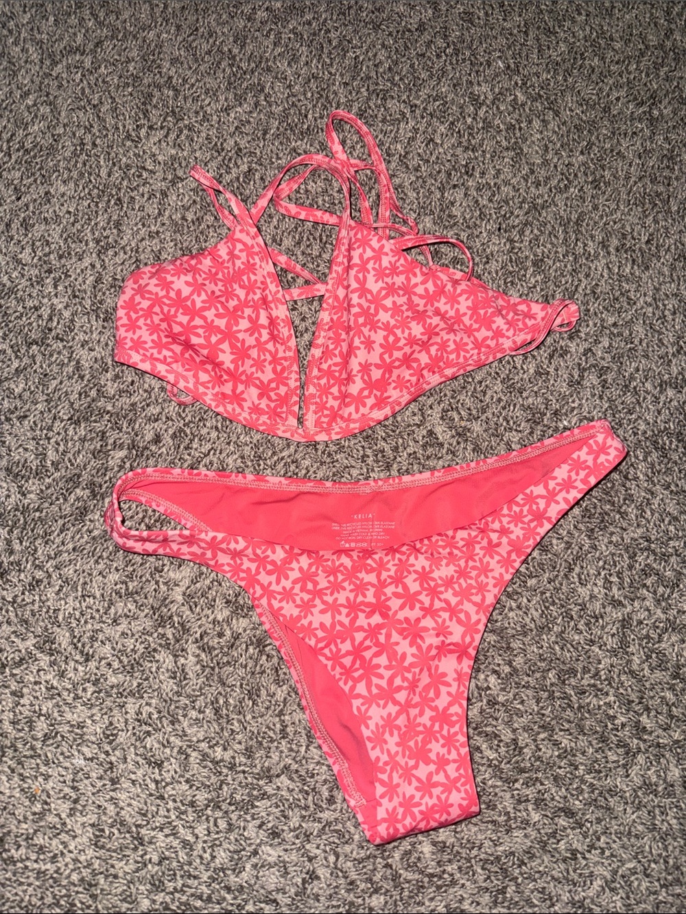 Jolyn Clothing Pink Floral Two-Piece Bikini Set